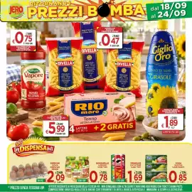 Volantino Jero Market settimana 38 Pagina 1: Yoga succhi vari gusti €0,85, Uova fresche medie Serroni €2,09