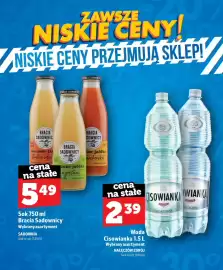 Topaz gazetka Strona 59: Sok tłoczone jabłko słodkie odmiany Bracia Sadownicy €5,49, Woda niegazowana Cisowianka €2,39