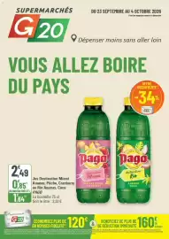 Catalogue G20 page 1: SUPERMARCHÉS G 20 DU 23 SEPTEMBRE AU 4 OCTOBRE 2026 Pour les magasins ouverts le dimanche Dépenser