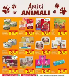 Volantino Eurospar Pagina 28: Tortini Gold Purina Gourmet €2,29, Alimento per gatto HFC gusti assortiti Almo Nature €0,79
