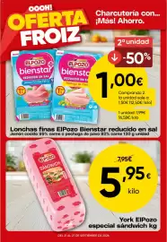 Folleto FROIZ semana 39 Página 3: Elpozo bienstar reducido en sal €1,00, York ElPozo especial sándwich €5,95