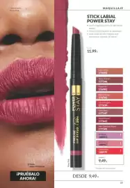 Catálogo AVON Página 33: Avon stick labial power stay €9,49