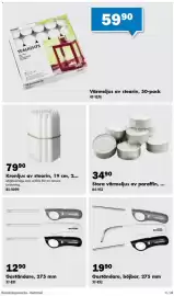 Biltema reklamblad Sida 11: Kronljus av stearin €79,90, Stora värmeljus av paraffin €34,90