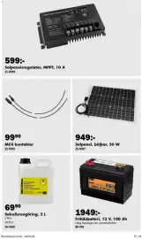 Biltema reklamblad Sida 19: MC4 kontakter €99,90, Solpanelsregulator, MPPT, 10 A €599,00