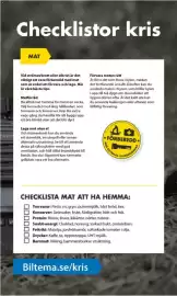 Biltema reklamblad Sida 5: Checklistor kris MAT ker Vid strömavbrott eller elbrist är det viktigt att vara förberedd med mat