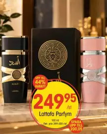 EKO reklamblad vecka 39 Sida 5: يارا أسد ASAD Lattafa UPP TILL 44% RABATT 24995 Lattafa Parfym 100 ml Rek. pris 399-450:-/st