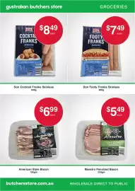 Australian Butchers Store catalogue Page 2: Bertocchi American Style Bacon €6,99, Maestro Pan Sized Bacon €5,49
