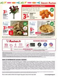 Catalogue Auchan Supermarché page 7: Bouquet de 10 roses €3,49, Tarte aux pommes €5,50