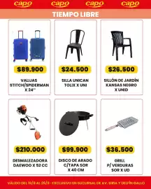 Catálogo Autoservicio Capo Página 11: Stitch/spiderman valijas €89.900,00, Daewoo desmalezadora €210.000,00