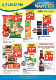 Lewiatan gazetka tydzień 39 Strona 1: Parówki Premium Tarczyński z szynki €4,99, Piwo Harnaś €2,49