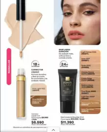 Catálogo Avon Página 16: Power - corrector liquido €6.590,00, Power - base larga duracion €11.390,00