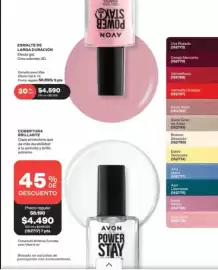 Catálogo Avon Página 17: Power - cobertura brillante €4.490,00, Esmalte de larga duracion €4.590,00