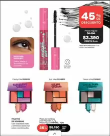 Catálogo Avon Página 39: Mega - mascara bff €3.390,00, Uno - paleta de sombras para plasrado €5.190,00