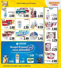 Volantino Spazio Conad Pagina 11: Latte UHT parzialmente scremato Bontà e Linea Parmalat €1,00, Kefir da bere Müller €1,00