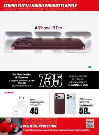 Volantino MediaWorld Pagina 2: Apple Custodia MagSafe in silicone per iPhone 18 Pro €59,00, Apple Alimentatore veloce €45,00