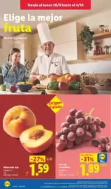 Catálogo Lidl semana 40 Página 2: Melocotón rojo €1,59, Uva roja sin semillas €1,89