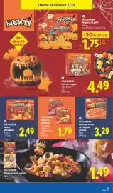 Catálogo Lidl semana 40 Página 37: Halloween pizza con crema de calabaza y bacon €3,29, Halloween monster nuggets €4,49