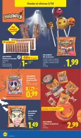 Catálogo Lidl semana 40 Página 38: Halloween calabaza con golosinas €2,99, Halloween dentadura drácula €1,49