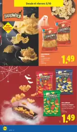 Catálogo Lidl semana 40 Página 44: Halloween snacks de vampiro €1,49, Halloween Chips €1,49