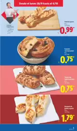 Catálogo Lidl semana 40 Página 5: Barqueta de jamón y queso €1,79, Caracola con uvas pasas €0,75