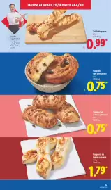 Catálogo Lidl semana 40 Página 5: Barqueta de jamón y queso €1,79, Caracola con uvas pasas €0,75