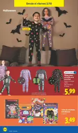 Catálogo Lidl semana 40 Página 26: Pijama entero con brillo en la oscuridad €5,99, Libros de actividades de Halloween €3,49