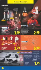 Catálogo Lidl semana 40 Página 30: Telaraña con LED €6,99, Velas con figuras de Halloween €2,79