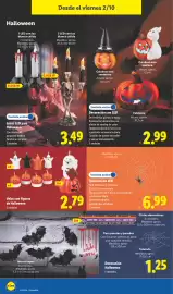 Catálogo Lidl semana 40 Página 30: Telaraña con LED €6,99, Velas con figuras de Halloween €2,79