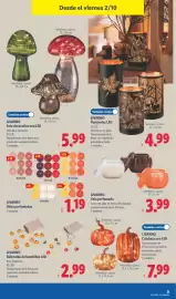 Catálogo Lidl semana 40 Página 33: Livarno vela perfumada €3,99, Livarno calabaza con led €7,99