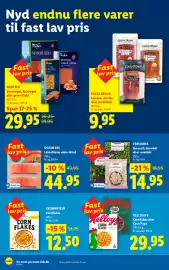 Lidl tilbudsavis Side 15: Varmrøget, koldrøget eller gravad laks €29,95, Serrano, chorizo eller salchichón €9,95