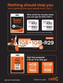 Shoprite catalogue Page 3: Nothing should stop you from getting the best deals from Cell C. Supa Bonus Get your 3x recharge
