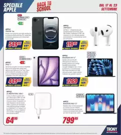 Volantino Trony settimana 38 Pagina 37: Apple iPhone 16e €549,95, Apple MacBook Air 13" €1.269,00
