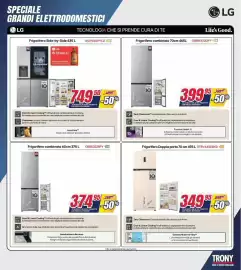 Volantino Trony settimana 38 Pagina 5: Frigorifero Side-by-Side 635 L LG €749,50, Frigorifero combinato 60cm €374,95
