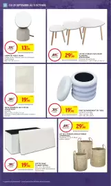 Catalogue Intermarché Hyper page 45: ATMOSPHERA Tables cafe Mileo €29,90, POUF DE RANGEMENT EN TISSU €19,90