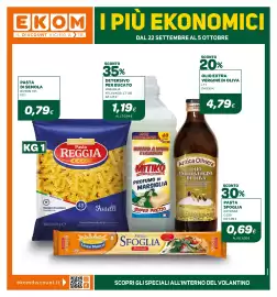 Volantino Ekom Pagina 1: EKOM I PIÙ EKONOMICI IL DISCOUNT VICINO A TE. DAL 22 SETTEMBRE AL 5 OTTOBRE PASTA DI SEMOLA DIVERSI