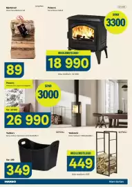 Maxbo kundeavis Side 19: Schou Vedstativ €449,00, Dovre Peisovn 640wd €18.990,00