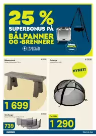 Maxbo kundeavis Side 22: Espegard Gnistkule 60 €1.290,00, Espegard Gnistfanger til bålpanne 60 €739,00