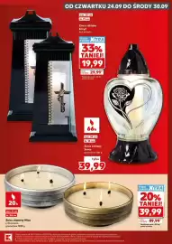 Kaufland gazetka tydzień 39 Strona 9: 20h wys. 9 cm śr. 24 cm Znicz otwarty Misa z 3 knotami, gramatura 1200 g OD CZWARTKU