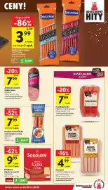 Intermarche gazetka tydzień 39 Strona 17: Parówki z szynki Prosto z Wędliniarni €4,99, Kiełbasa śląska z szynki Sokołów €9,99