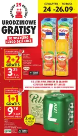 Intermarche gazetka tydzień 39 Strona 4: Piwo Lech Pils 4-pak €9,78, Sok pomarańcza butelka Hortex 100% €3,25