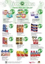 Limonka gazetka Strona 1: Kawa rozpuszczalna Jacobs Cronat Gold €29,99, Kisiel z cukrem wiśniowy Winiary €1,59