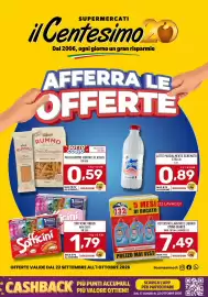 Volantino Il Centesimo Pagina 1: Latte parzialmente scremato Stella €0,89, Sofficini Findus €1,79
