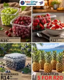 Take 'n Pay catalogue Page 10: Strawberries €12,99, Spanish Red/Green Grapes €35,99
