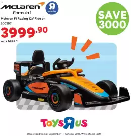 ToysRUs catalogue Page 7: McLaren F1 Racing 12V Ride on €3.999,90