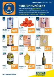 Makro leták týden 39 Strana 1: Anglická slanina lisovaná €149,00, Gnocchi con patate €29,97