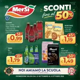 Volantino MerSi Supermercati Pagina 1: Tuborg Birra €1,79, Agromonte salsa di pomodoro datterino €0,99