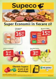 Catalog Supeco săptămâna 39 Pagină 1: Bravis pulpă superioară de pui €16,50, Comtim mici de porc €15,99