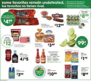 Food 4 Less weekly ad week 39 Page 6: Home Chef St. Louis Style Ribs €12,99, Kroger 75% Lean Ground Beef €12,00