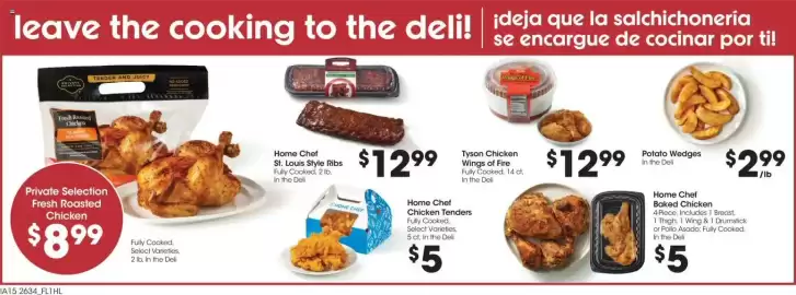 Food 4 Less weekly ad week 39 Page 7: Tyson Chicken Wings of Fire €12,99, Private Selection Fresh Roasted Chicken €8,99