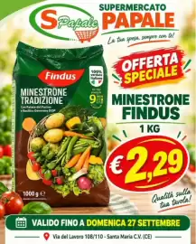 Volantino Supermercato Papale settimana 39 Pagina 2: Minestrone Findus €2,29